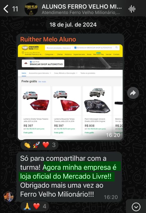 Aluno virou loja oficial do Mercado Livre