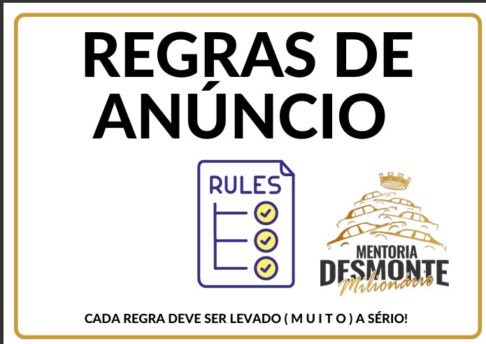 Manual com as 10 regras de anúncio
